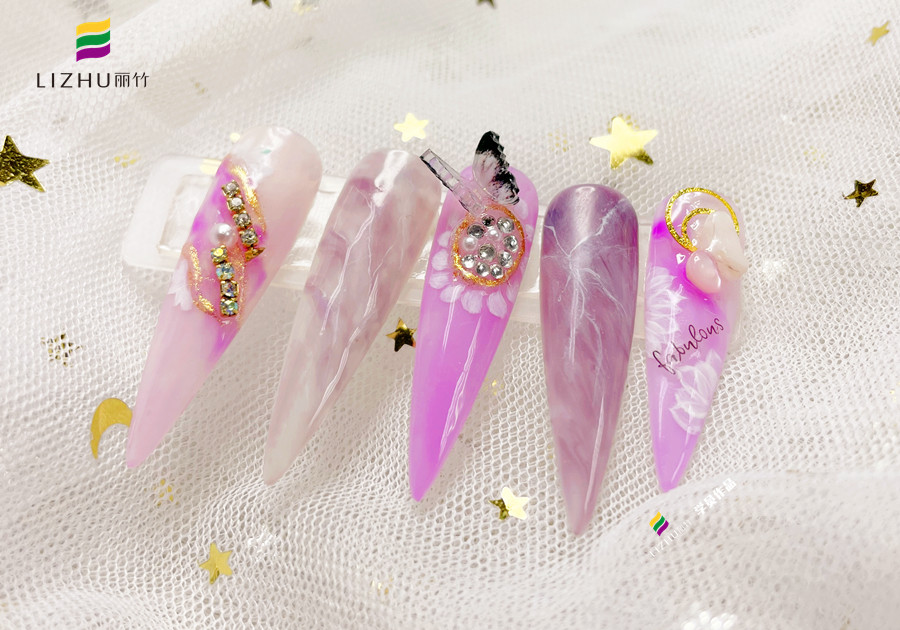冰透蝴蝶結暈染美甲&暈染液藝術美甲 | 南寧美甲實訓作品