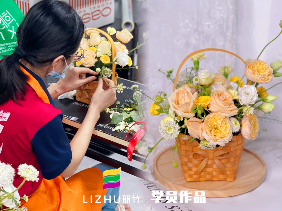 奶油系手提花籃特點，?廣西學花藝零基礎(chǔ)課程
