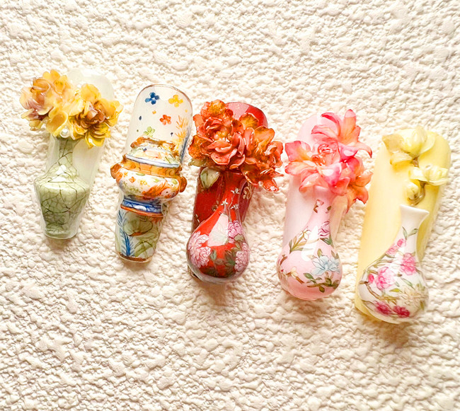 國風瓷器美甲，南寧美甲款式造型作品