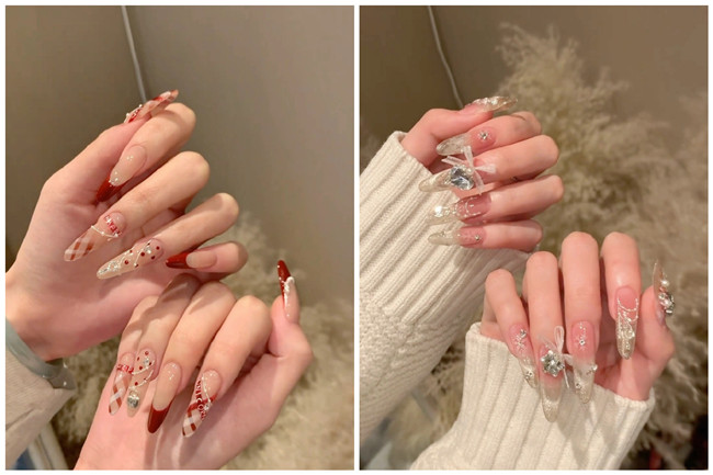 貼鉆長美甲，南寧美甲造型師學校收集整理