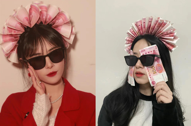  新娘簪錢花創(chuàng)意拍照，廣西彩妝寫真分享