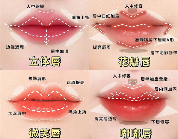 不同唇妝畫法教程，南寧化妝教學機構(gòu)分享