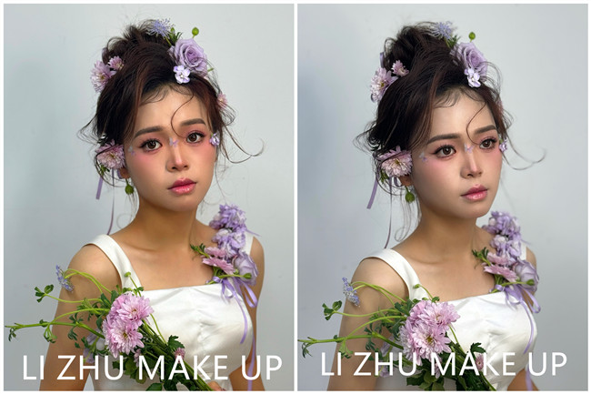 鮮花抽絲造型，南寧化妝高彩造型學(xué)校作品欣賞