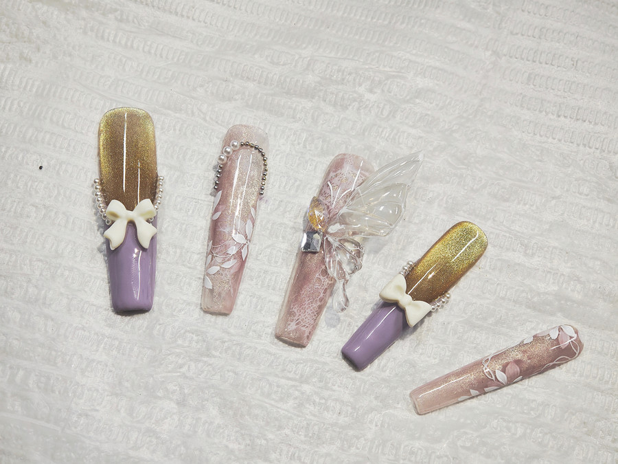 貓眼飾品蝴蝶美甲，南寧美甲培訓(xùn)新手教程