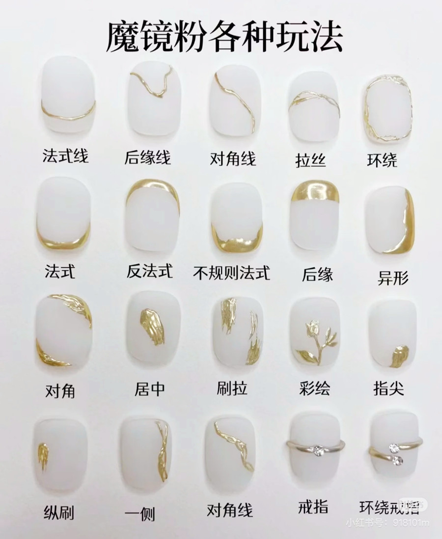 繪制不同魔鏡粉美甲的教程，廣西美甲師教學(xué)